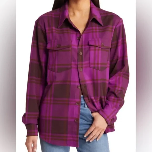 Good American Pop Thistle Easy Plaid Flannel Shirt - Picture 2 of 7